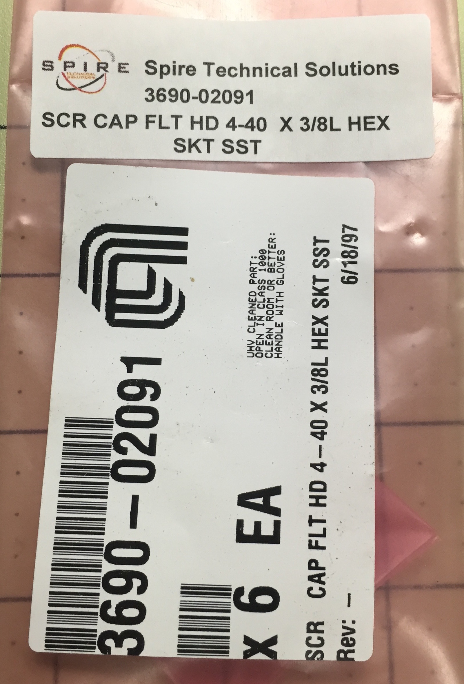 SCR CAP FLT HD 4-40  X 3/8L HEX SKT SST