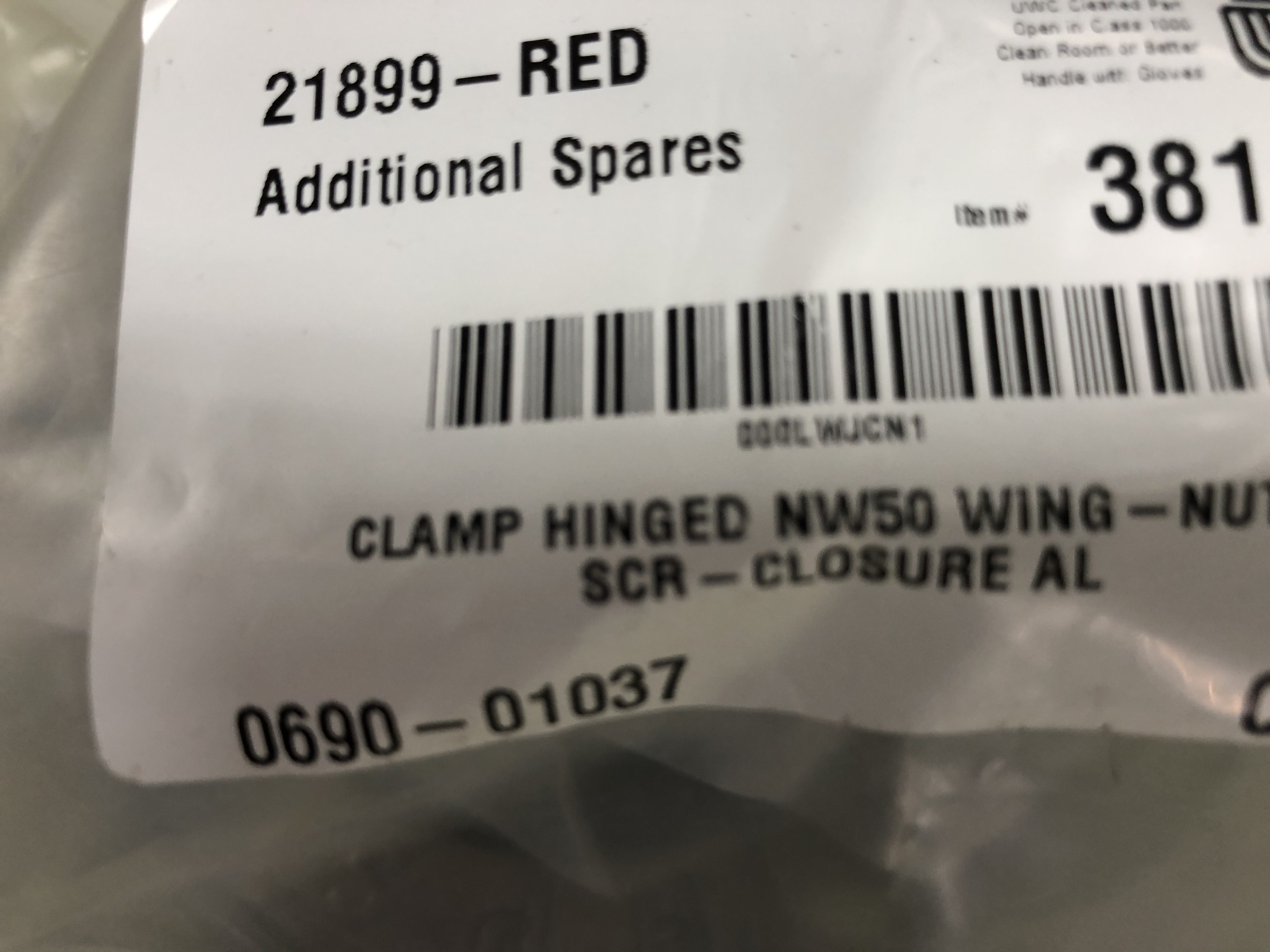 CLAMP HINGED NW50 WING-NUT & SCR-CLOSURE AL